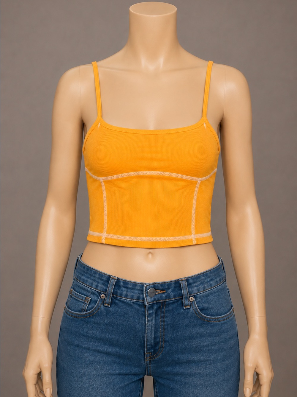 Out From Under Sweet Dreams Tank Orange Ribbed Crop Top M